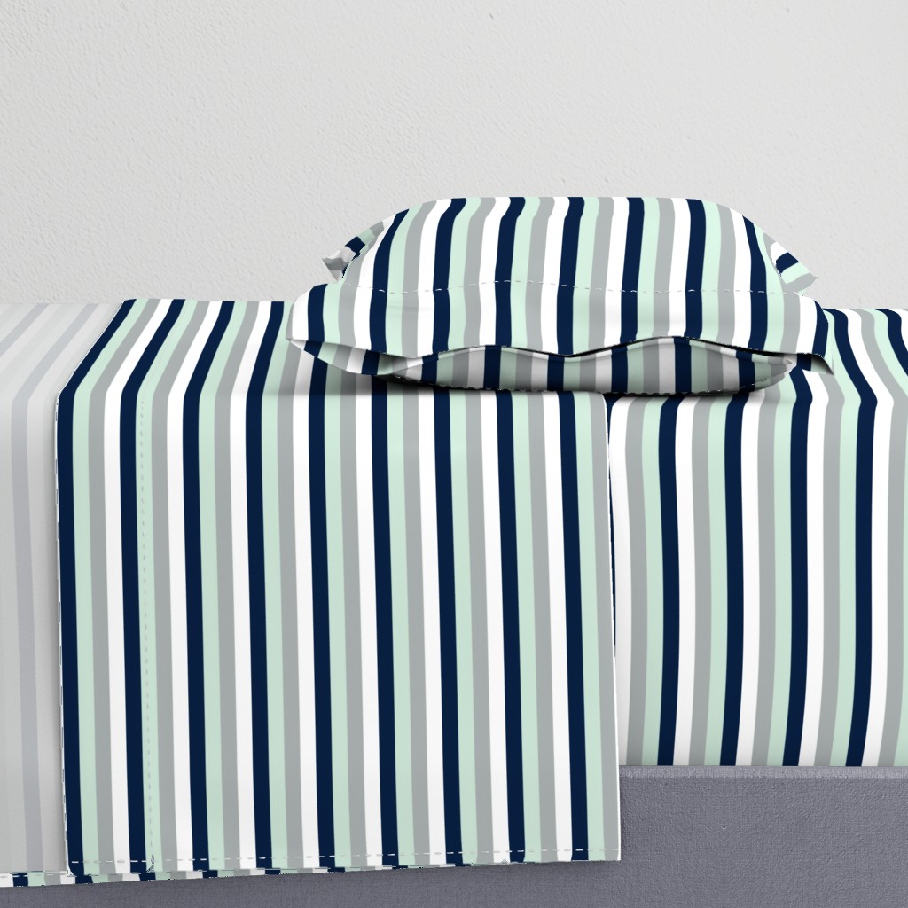 Stripes // Navy/Grey/Mint/White - Northern Lights Collection