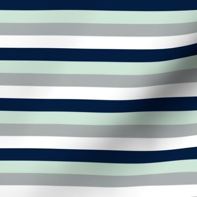 Stripes // Navy/Grey/Mint/White - Northern Lights Collection