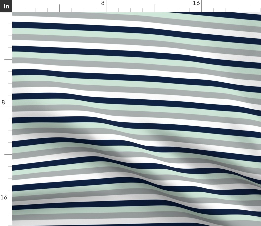 Stripes // Navy/Grey/Mint/White - Northern Lights Collection