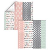 Pink/Grey/Mint 1 yard cut Wholecloth quilt top