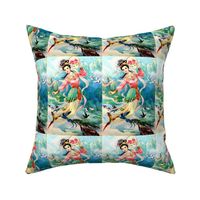 asian china chinese oriental chinoiserie ancient dynasty sky fairy fairies maidens birds paradise cranes swallows flowers embroidery trees mountains