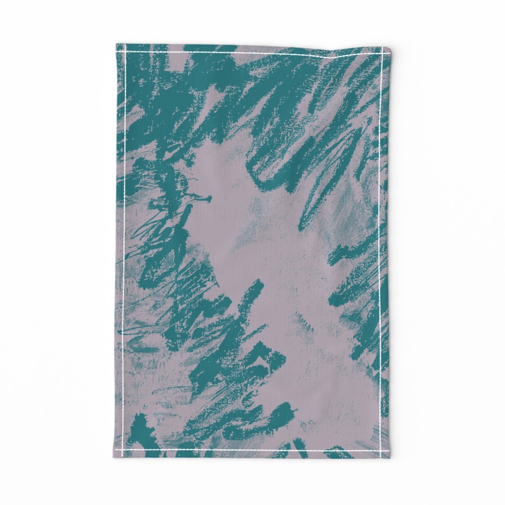 Silver Gray Teal Floral Graphic Oversize