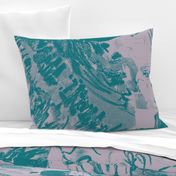 Silver Gray Teal Floral Graphic Oversize