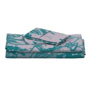 Silver Gray Teal Floral Graphic Oversize