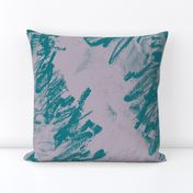 Silver Gray Teal Floral Graphic Oversize