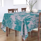 Silver Gray Teal Floral Graphic Oversize