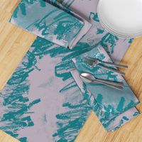 Silver Gray Teal Floral Graphic Oversize