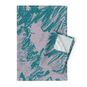 Silver Gray Teal Floral Graphic Oversize