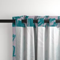 Silver Gray Teal Floral Graphic Oversize