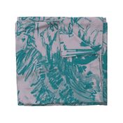 Silver Gray Teal Floral Graphic Oversize