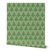 Green Christmas Trees Hand-Drawn and Colorful Geometric Holiday Design