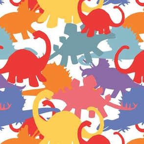 Primary Colors Dinosaurs on White