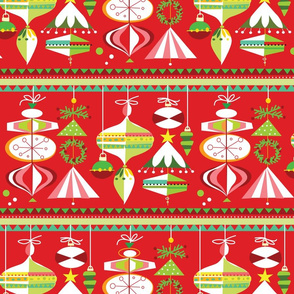 Carnival Ornaments on Red- Large