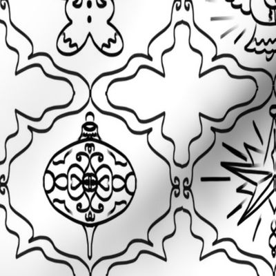 traditional Christmas ornaments black and white