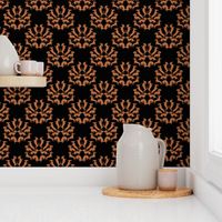 Doxie Damask Tan on Black