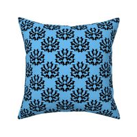 Doxie Damask Black on Blue