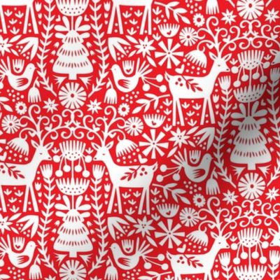 Nordic Reindeer - Red and White