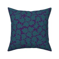 Blazing Leaves - teal on purple