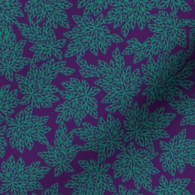 Blazing Leaves - teal on purple