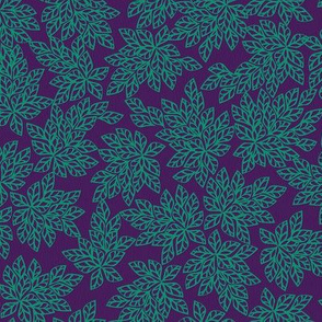 Blazing Leaves - teal on purple