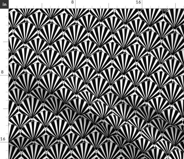 Fabric By The Yard Art Deco Shell Black White