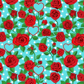 Valentines Red Roses and hearts