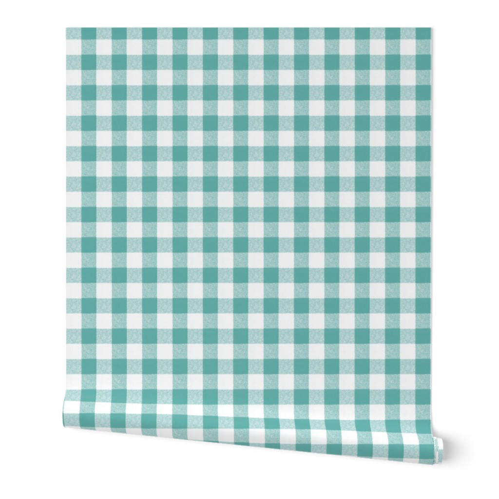 1" Wool Buffalo Check in Aqua