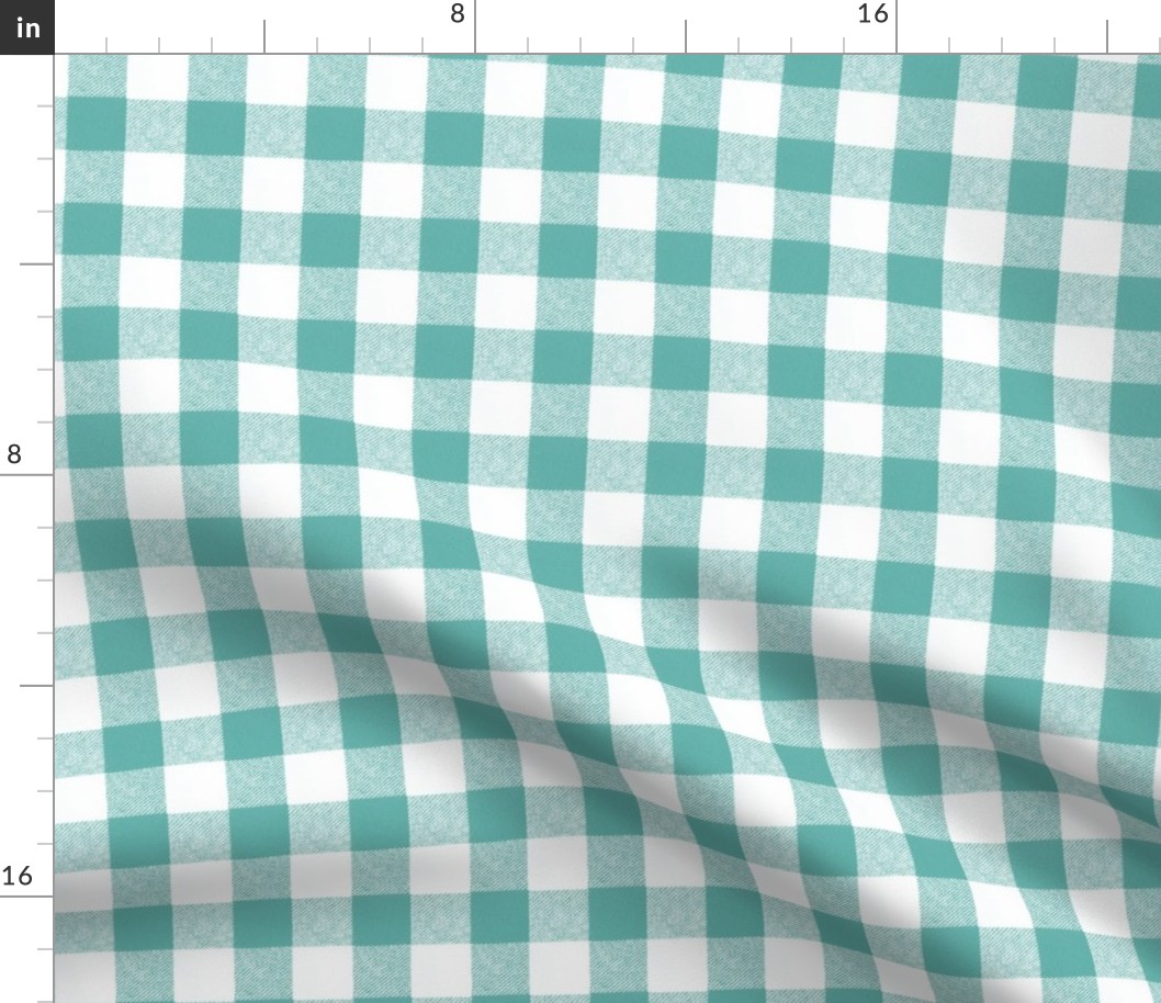 1" Wool Buffalo Check in Aqua