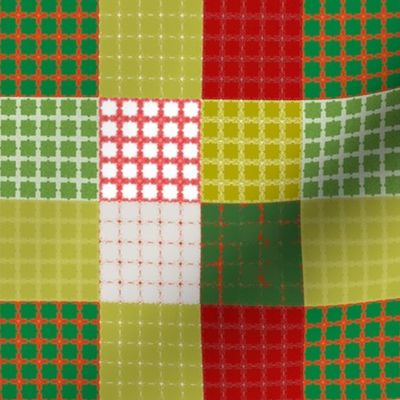 Vintage Christmas Patchwork Quilt, Christmas Red, Green, Gold Background