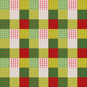 Vintage Christmas Patchwork Quilt, Christmas Red, Green, Gold Background