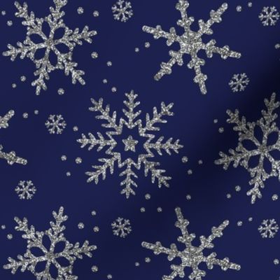 Snowflake Shimmer in Navy