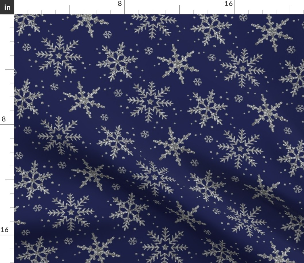 Snowflake Shimmer in Navy