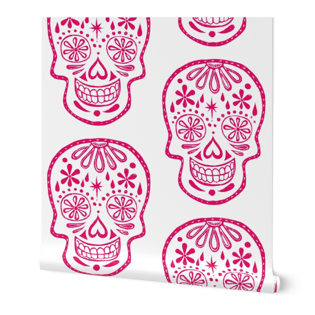 Sugar Skulls - Pink on white