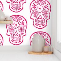 Sugar Skulls - Pink on white