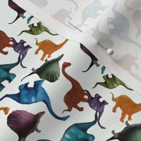 Colorful Tiny Dinos on White Background