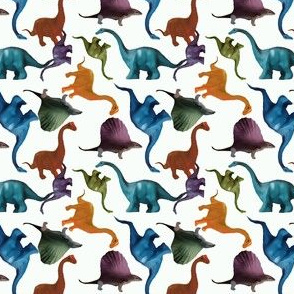 Colorful Tiny Dinos on White Background