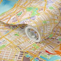 Boston watercolor map * blanket size*