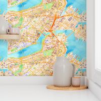 Boston watercolor map * blanket size*