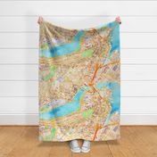 Boston watercolor map * blanket size*