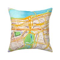 Boston watercolor map * blanket size*