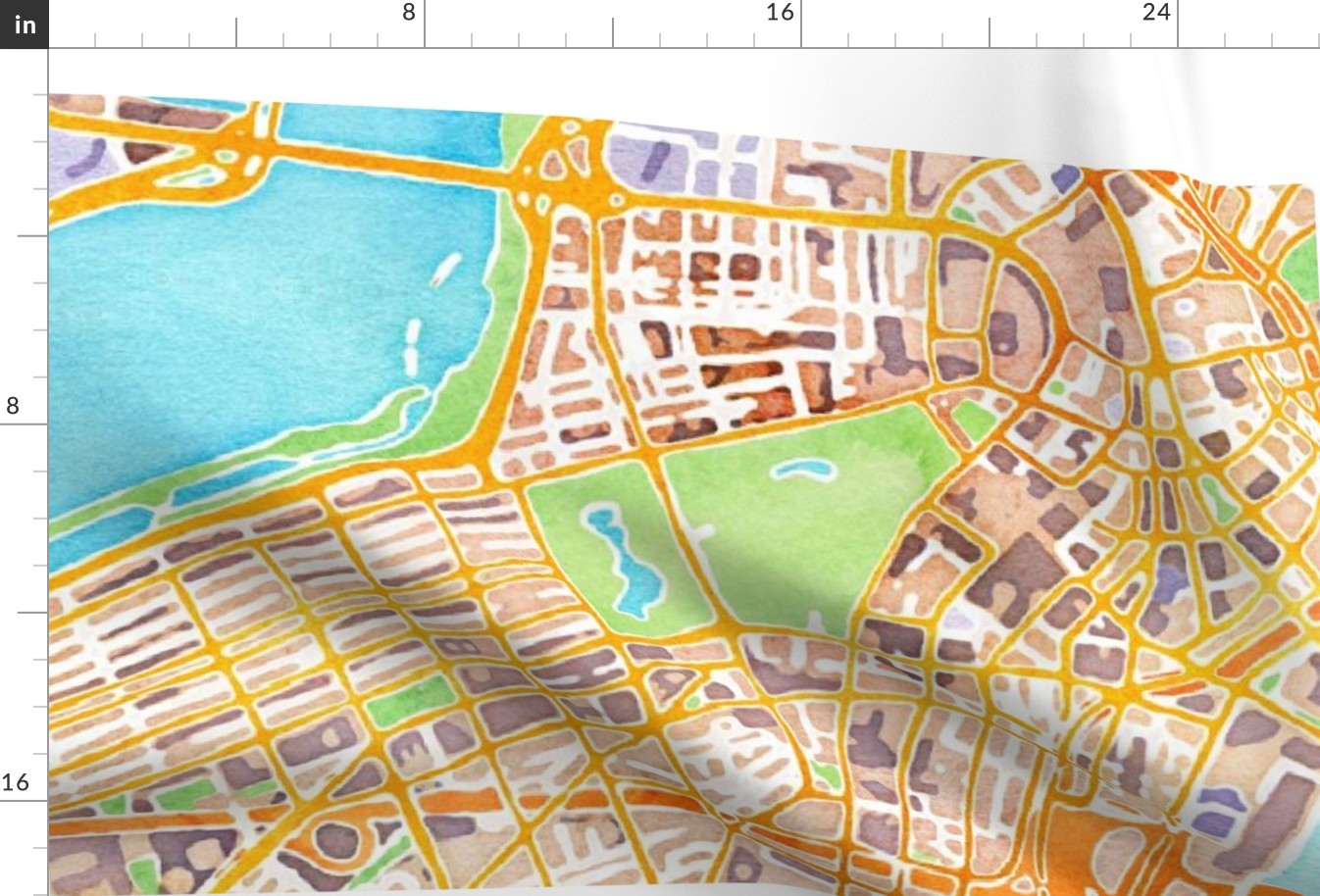 Boston watercolor map * blanket size*