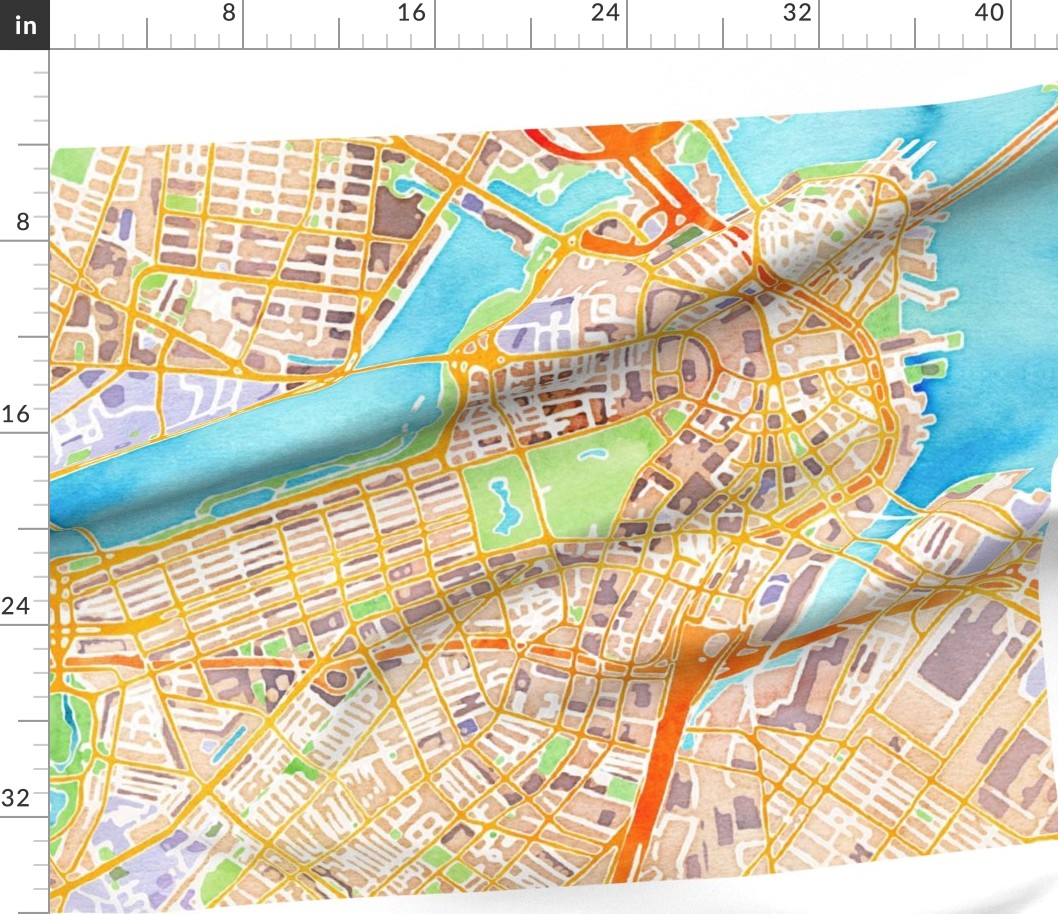 Landkarte, Boston, Massachusetts, Karte Stoffe | Spoonflower