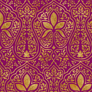 Rajkumari ~ Pompadour Purple and Gilt Gold ~ Batik 
