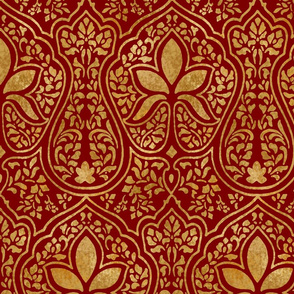 Rajkumari ~ Claret and Gilt Gold ~ Batik 