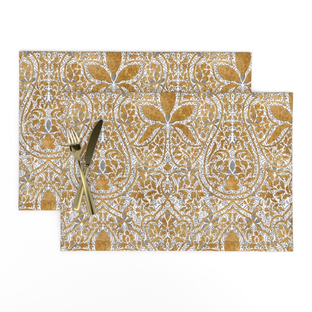 Rajkumari ~ White with Silvered and Gilt Gold ~ Batik