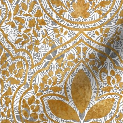 Rajkumari ~ White with Silvered and Gilt Gold ~ Batik