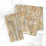 Rajkumari ~ White with Silvered and Gilt Gold ~ Batik