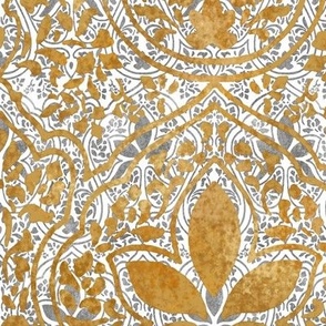 Rajkumari ~ White with Silvered and Gilt Gold ~ Batik