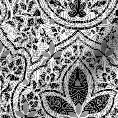 Rajkumari ~ White with Silvered and Black ~ Batik