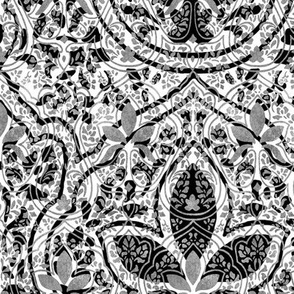 Rajkumari ~ White with Silvered and Black ~ Batik